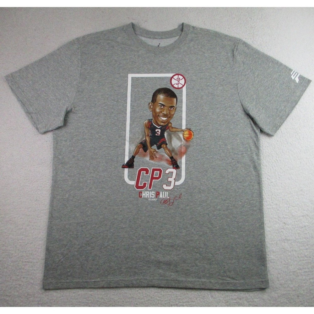 Nike Jordan Chris Paul CP3 Shirt Mens 2XL Gray Dri-Fit Basketball Tee Graphic